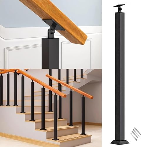 Barandilla de aluminio para escaleras, barandilla cuadrada de seguridad para uso en interiores y exteriores, pasamanos de metal de 75 cm para escalones, terrazas y balcones, diseño duradero y elegante