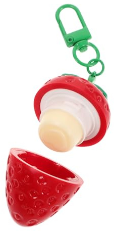 TOYZFRIENDY Erdbeer Pflegt Lippen Zuverlässig mit Creme Feuchtigkeitsspendender Lippenbalsam Süßes Design in Erdbeerform Tragbar für Damen und Herren für Reisen