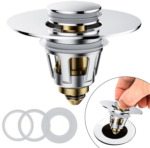 Magichome Sink Plug Replacement, Bathroom Pop Up Sink Plug for 27-40mm Drain Holes, Universal Sink Plug with Drain Strainer for Wash Basin