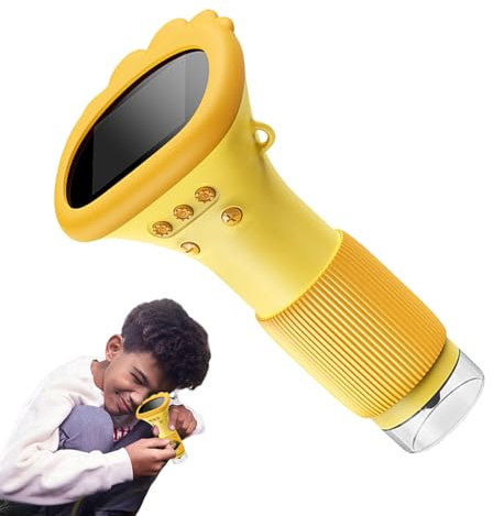Microscopio para niños – Microscopio de mano portátil 1000X, material ABS duradero, lupa de bolsillo compacta con luz LED lente de zoom transparente | Mini herramienta científica para estudiantes