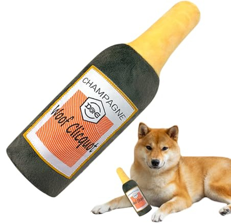 Patifirst Jouet pour Chien Bouteille - Jeu en Forme de Bouteille de Vin - Jouet Couché Squeaky pour Chien | pour Stimulation Mentale Chiot Et Activité Physique Renforcement Caisse