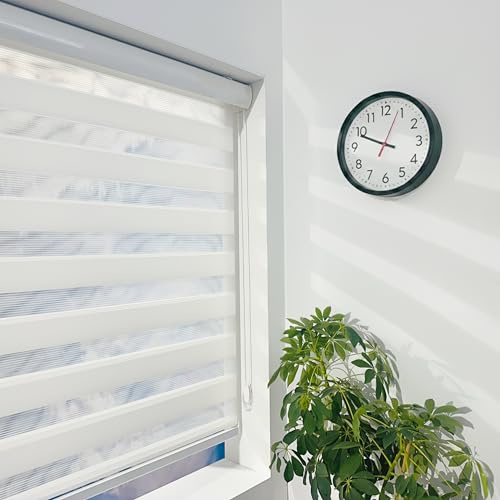 ShadesU Zebra Blinds for Indoor Window Roller, Zebra Shades for Windows Privacy Light Filtering Shades (Maxium Height 72inch) (White Color)(Width 94 inch)