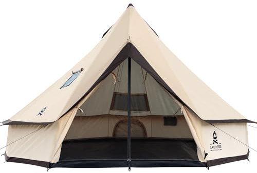 Tienda Campana Tipo Yurta 4 Estaciones, 2-6 Personas, con Salida de Estufa | Oxford 210D, Impermeable, Resistente al Viento, Interior Amplio y Estructura Estable para Glamping, Festivales y Caza