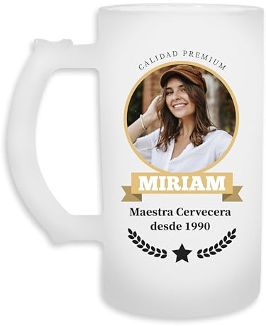Jarra Cervecera Personalizada con Foto, nombre y fecha, Diseño Maestro, Maestra, Cervecero o cervecera, regalo original, pareja, madre, padre, hermano, abuelo, abuela, amigo, amiga