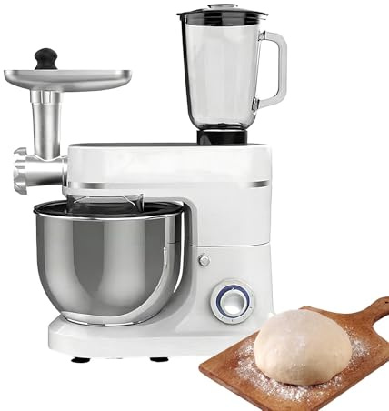 Robot Planetaria Professionale, Robot da Cucina Multifunzione 1500W con Ciotola 10L, Frullatore, Tritacarne, Gancio Impastatore e Frusta per Pane, Pizza e Dolci, 6 Velocità