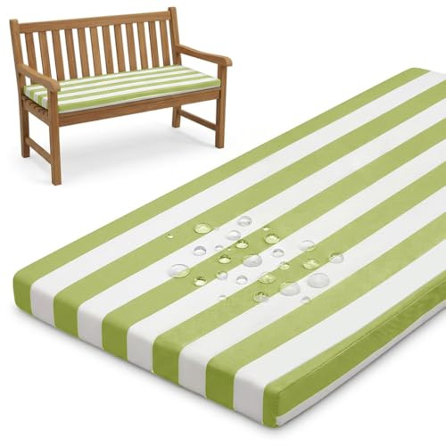 PTKG Panchina da Esterno Lavabile Cuscini Impermeabili da Esterno Spessa 5 cm Comoda Imbottitura Cuscino per Panca Fondo Antiscivolo per Giardino, Patio, Cucina, Divani,Hellgrün,95x45x5cm