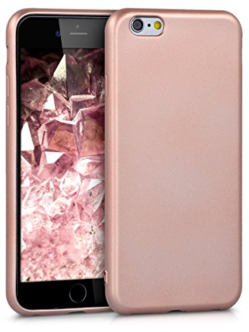kwmobile Handyhülle für Apple iPhone 6 / 6S Hülle - Silikon Case metallisch schimmernd - Schutzhülle Cover - Metallic Rosegold
