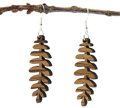 NaturSchatulle Holzohrringe Holzschmuck Eschenblatt I natürliche Ohrhänger Holz 925 Sterling Silber Ohrringe Damen Ohrschmuck