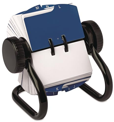 Open Rotary Card File Holds 250 1 3/4 x 3 1/4 Cards, Black