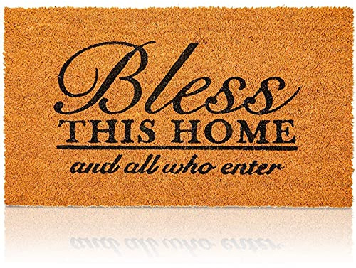 Juvale Bless This Home and All Who Enter Door Mat – Welcome Coco Coir Door Mat for Front Entrance (17x30in)