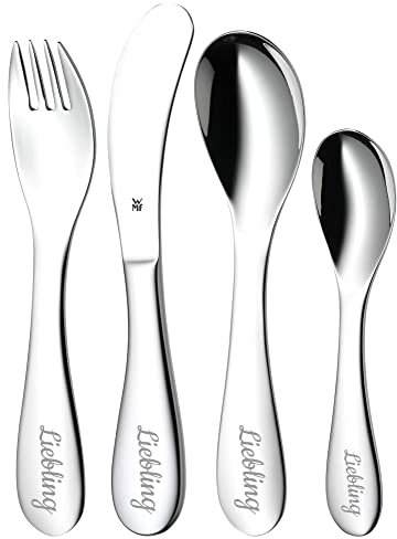 WMF Knuddel Kinderbesteck mit Namensgravur - personalisiertes Besteck für Kinder mit Gravur - personalisierte Geschenkideen zur Taufe für Mädchen und Jungen - WMF Besteck personalisiert - 4-teilig