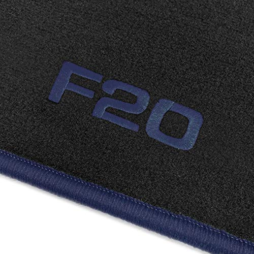 online-fussmatten OFM-Q300_F20-312 Passform Velours-Fußmatten mit Bestickung F20 und Rand in Dunkelblau