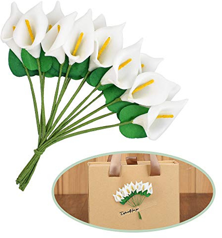 HUIANER Artificial Mini Calla Lily Flower Heads Foam White Calla Lily for Crafts Favour DIY Making Garland Hair Clips Headbands Decoration (144pcs White