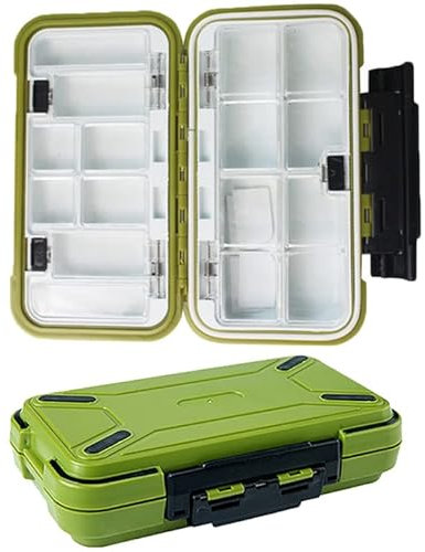 RoadLoo Aufbewahrungsbox für Angelköder, multifunktional, wasserdicht, Köderbox mit verstellbaren Trennwänden, 16 Zellen, Box für Köder, Angeln, kleines Zubehör für Angeln (grün)