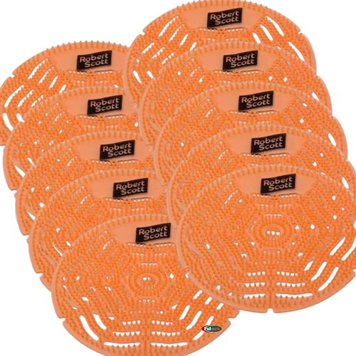 Robert Scott Antibacterial Urinal Gel Screen Citrus Splash Mat Cleans Urinals and Drains Flexible Urinal Deodoriser Fragrance Release pack of 10