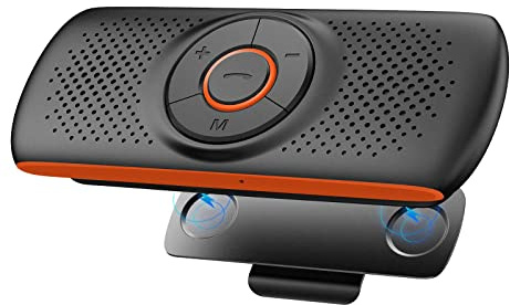 Skybess Bluetooth Car Speaker for Cellphone, Portable Bluetooth 5.3 Handsfree Speakerphone Wireless Music Player Car Kit with Visor Clip, Supports Siri & Google Assistant | TF Card Play