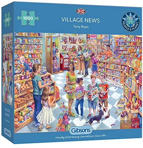 Village News 1000 Piece Jigsaw Puzzle | Shop Jigsaw Puzzle | Sustainable Puzzle for Adults | Premium 100% Recycled Board | Great Gift for Adults | Gibsons Games