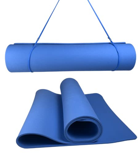 ATC Handels GmbH Yoga Matte 180x60x0,5mm - inkl. Tragegurt rutschfest und TPE umweltfreundlich - Übungsmatte, Gymnastikmatte, Sportmatte, Fitnessmatte, Trainingsmatte, Pilatesmatte 180x60x5mm