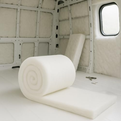 MHG Living Campervan Insulation Roll – 8M x 370mm x 50mm – Itch-Free Thermal Polyester – Moisture Resistant, Eco-Friendly Loft, Roof & Wall Insulation for Vans, Sheds & Homes