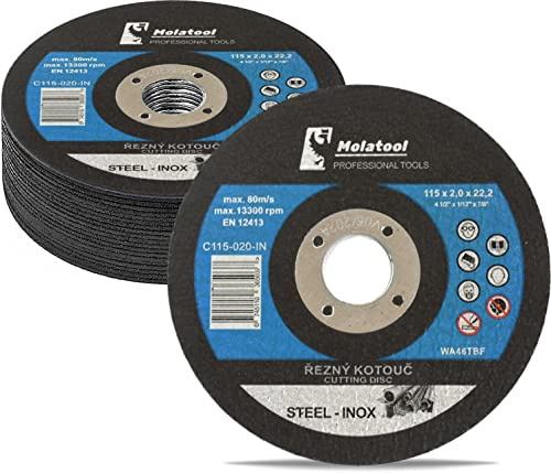 Molatool Profi Trennscheiben 115 x 2,0 x 22,2 mm, 20 Stück, Professionell, für Metall, Stahl, Edelstahl/INOX, Vorteilspack 20 Stück Flexscheiben für Winkelschleifer
