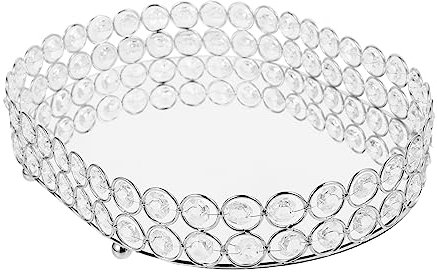 Cabilock 1stk Aufbewahrungsschale Für Schmuck Kerzentablett Dekoratives Tablett Glastablett Silbernes Spiegeltablett Kerzenteller Spiegelablage Fräulein Schmuckständer Kristall Oval