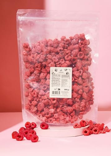 KoRo - Framboises lyophilisées 350 g - 100 % framboises sans additifs - Riche en fibres - Fruité et aromatique - En garniture pour le muesli, les chocolats ou comme collation entre les repas