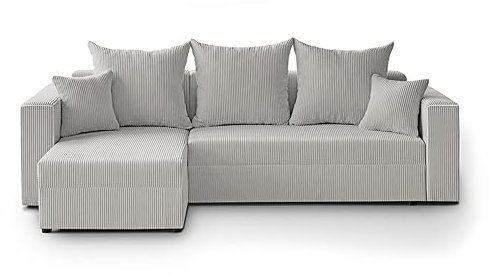 L-förmiges Lounge-Ecke Hamlet L-Form Corner Sofa aus Cordstoff universelle Schlafsofa inkl. Schlaffunktion Bettkasten, Farbe: Beige