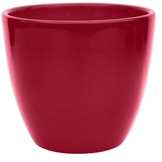 Ivyline Poinsettia Round Planter in Bordeaux - Indoor Stylish Flower Pot - Classic Elegant Planting Bowl - H17 x D20 cm