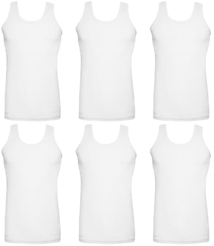 Undercover 6 Pack Mens 100% Cotton Jersey Vests White Large