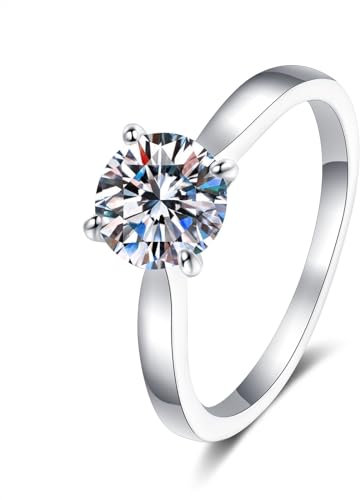 Whoiy 585 Weissgold Verlobungsringe Damen, Hochzeitsring Trauring Ehering Echtgold 14 Karat Frauen Ringe Solitärring mit 2ct Lab Diamant, D, VVS1-VVS2, Größe 52 (16.6)