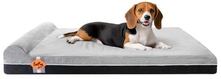 Laifug Orthopädisches Hundebett aus Memory-Schaum, mit Kissen und strapazierfähigem, wasserdichtem Innenfutter, abnehmbarem, waschbarem Bezug, intelligentes Design，Schiefergrau（101x63x15cm）