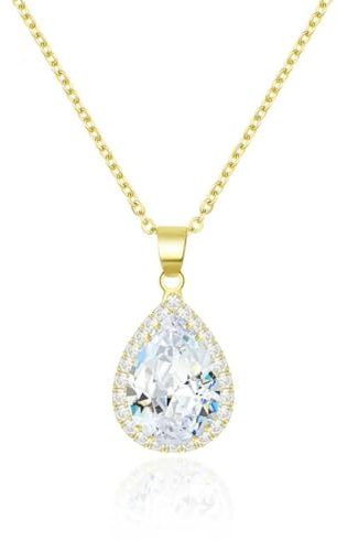Linawe Collier avec pendentif en diamant pour femmes, ensembles de bijoux en chaîne en or, pendentif en chaîne bijoux dorés