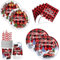 ASSUGO Pappteller weihnachten deko set,50pcs weihnachtsgeschirr tischdeko weihnachten, weihnachtsgeschirr, weihnachtsservietten, strohhalme papier, pappbecher, weihnachtsdeko für weihnachts party