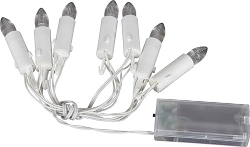 Rudolphs Skattkista LED-ljuskedja med 7 ljuskällor för batteridrift med timer E10-uttag, inkl. utbytbara LED-lampor 3 V, 0,06 W; avstånd mellan lamporna 13 cm, 30 cm matningskabel för