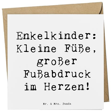 Mr. & Mrs. Panda Grußkarte Spruch Enkelkinder Fußabdruck - Geschenk, faltkarte, doppelkarte, Klappkarte, Verwandte, Unvergessliche Momente, anlasskarte, kleiner im Herzen, Geburtstage, Familienglück