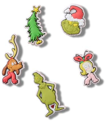 Crocs The Grinch 5 Pack, Charm Decorativi per Scarpe Unisex-Adulto, Multicolore, Taglia Unica