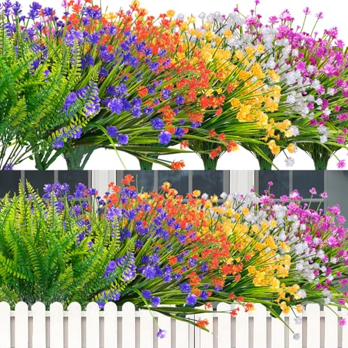 Zaphyron 12 Künstliche Blumen Pflanzen Bündel kunstblumen für außen Fake Wetterbeständige Outdoor Künstliche Balkon Pflanzen UV-Schutz Fake Blumen im Freien Balkon Garten