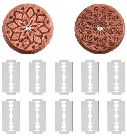 yolzhxe 2 Pezzi Taglierino per Pane, Legno Lametta per Pane con 10 Lame, Acciaio Inossidabile Lama Bread Taglia, Coltello da Panettiere per Cuocere Intagliare Modelli di Impasto Crudo