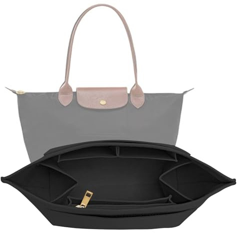 LOUKAYCCI Geldbörse Organizer-Einsatz für Longchamp Le Pliage S Handtasche Einsatz Filz Long Champ Tote Bag Organizer-Einsatz mit Becher (Black, Small)