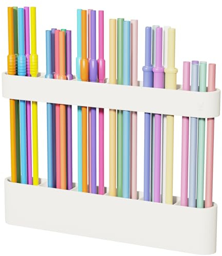 Straw Holder for Cabinet Door, Silicone Straw Organizer for Cabinet Door, Kitchen Cabinet Organizer Reusable Straws Dispenser for Home Kitchen Accessories (White)