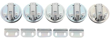 TABODD 5 Stück Latch Flush Hatch Locker, 1.5-Zoll Runder Zink Decksverschluss Hatch Locker Pull Lift Hatch Fallenschloss, Möbelschlosser Verriegelung Möbelgriff für Wohnmobil Camping Boot Wohnwagen