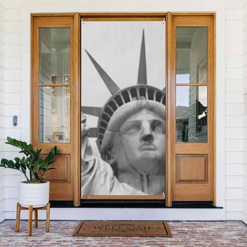Türabdeckung Freiheitsstatue Türbanner Willkommens-Türdekoration Hofbanner Schild Foto Hintergrund Veranda Banner Frühling Sommer saisonale Party Dekor Indoor Outdoor Türvorhang 80 x 183 cm