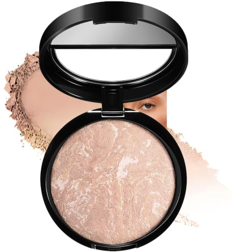 Pressed Face Powder, Marbled Light Beige, Pink And Champagne, 1 Compact | Softly Radiant Finish, Hinged Case With Integrated Mirror, For Home Application And Daytime Make-Up Bag Touch-Ups