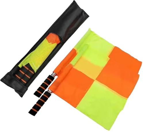 2PCS Soccer Referee Flags, 15x13 Inch Waterproof Soccer Flags with 18 Flagpole and Storage Bag for Sports Match, Official EventsSoccer Referee
