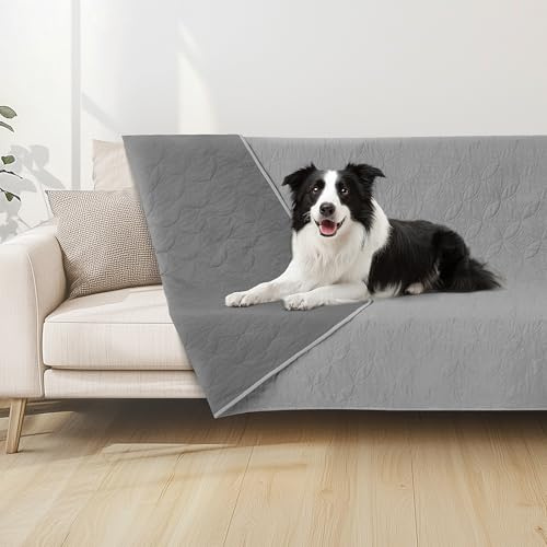 PICK FOR LIFE Waterproof Dog Blanket For Bed Sofa Washable Soft 137×208cm | Reversible Pet Pee Blanket, Large Soft Pet Throws, Anti Scratches Dirty Puppy Blankets, Furniture Protector Cover for Kids