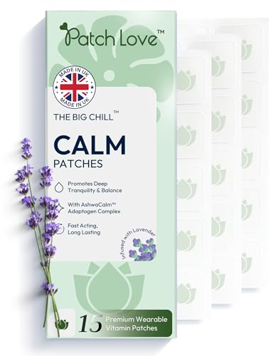 Calm Patches for Stress & Relaxation Support - Daily Wearable Calm Patch with Ashwagandha, Rhodiola, Valerian & Passion Flower - Mood Balance Support - Vegan - 15 - Made in UK