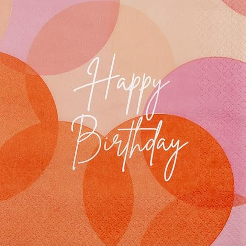 20 Servietten Geburtstag Happy Birthday soft rosa-orange als Tischdeko. Papierservietten mit Motiv. Auch für Decoupage und Serviettentechnik 33x33cm