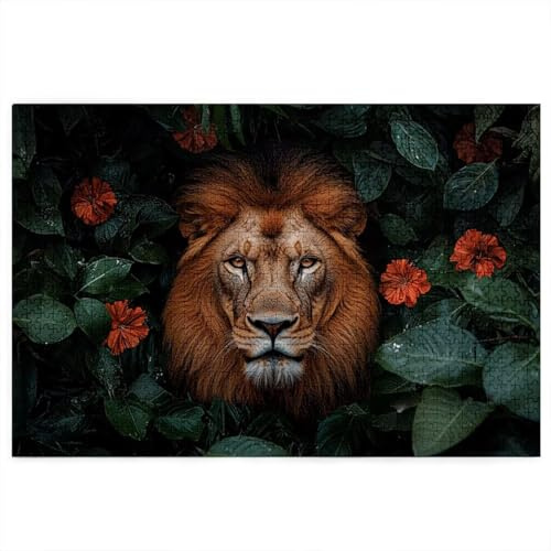 Puzzle 1500 Teile Erwachsene, Tier Puzzle mit Geschenkbox, Holzpuzzle Erwachsene, EIN Herausforderndes Rätsel 87x57cm, Holzpuzzle für Weihnachtsdeko, Zimmer Deko Wohnzimmer, Geschenke Thema: Löwe H-86