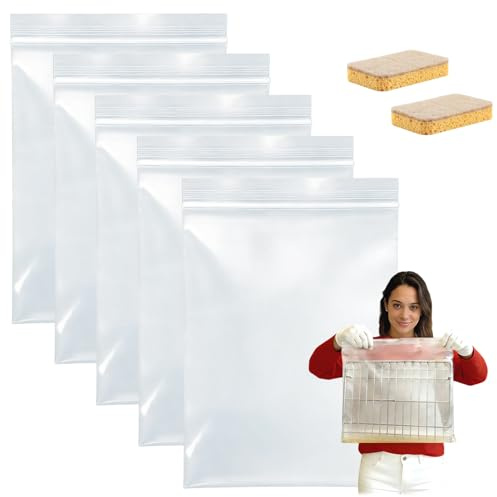 Oven Rack Cleaning Bags, No Scrub Oven Rack Cleaner Bags, No Cleaner Included, Reusable And Leak-Proof, For Ovens, Grills, And Air-Fryer Racks (5 Pcs-L)