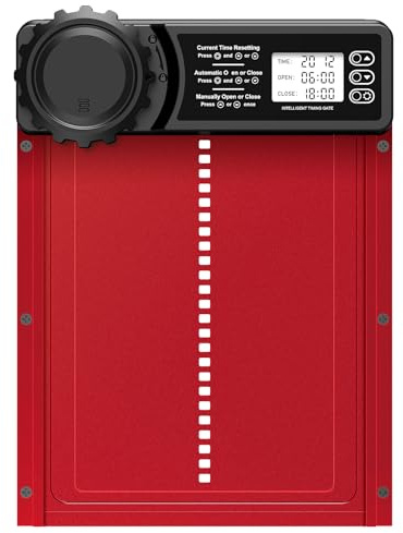Puerta de gallinero automático batería con temporizador | Puerta automática de gallinero de aluminio con pantalla LCD programable impermeable, función antipellizco, abridor vertical